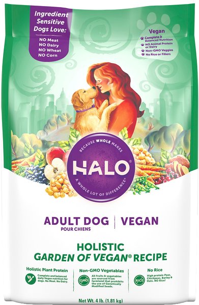 Halo Holistic Chicken-Free Garden of Vegan Dry Dog Food, 4-lb bag slide 1 of 9