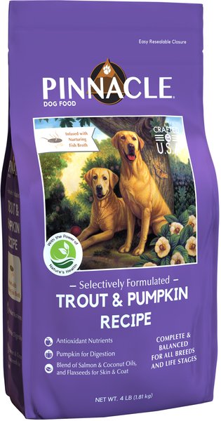 PINNACLE Trout Pumpkin Dry Dog Food 4 lb bag Chewy