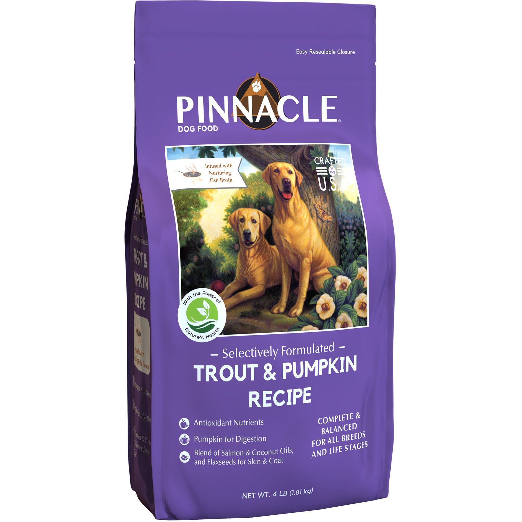 PINNACLE Trout Pumpkin Dry Dog Food 4 lb bag Chewy