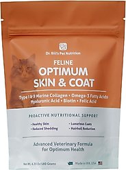 Dr. Bill's Pet Nutrition Feline Optimum Skin & Coat Cat Supplement, 180-gm pouch