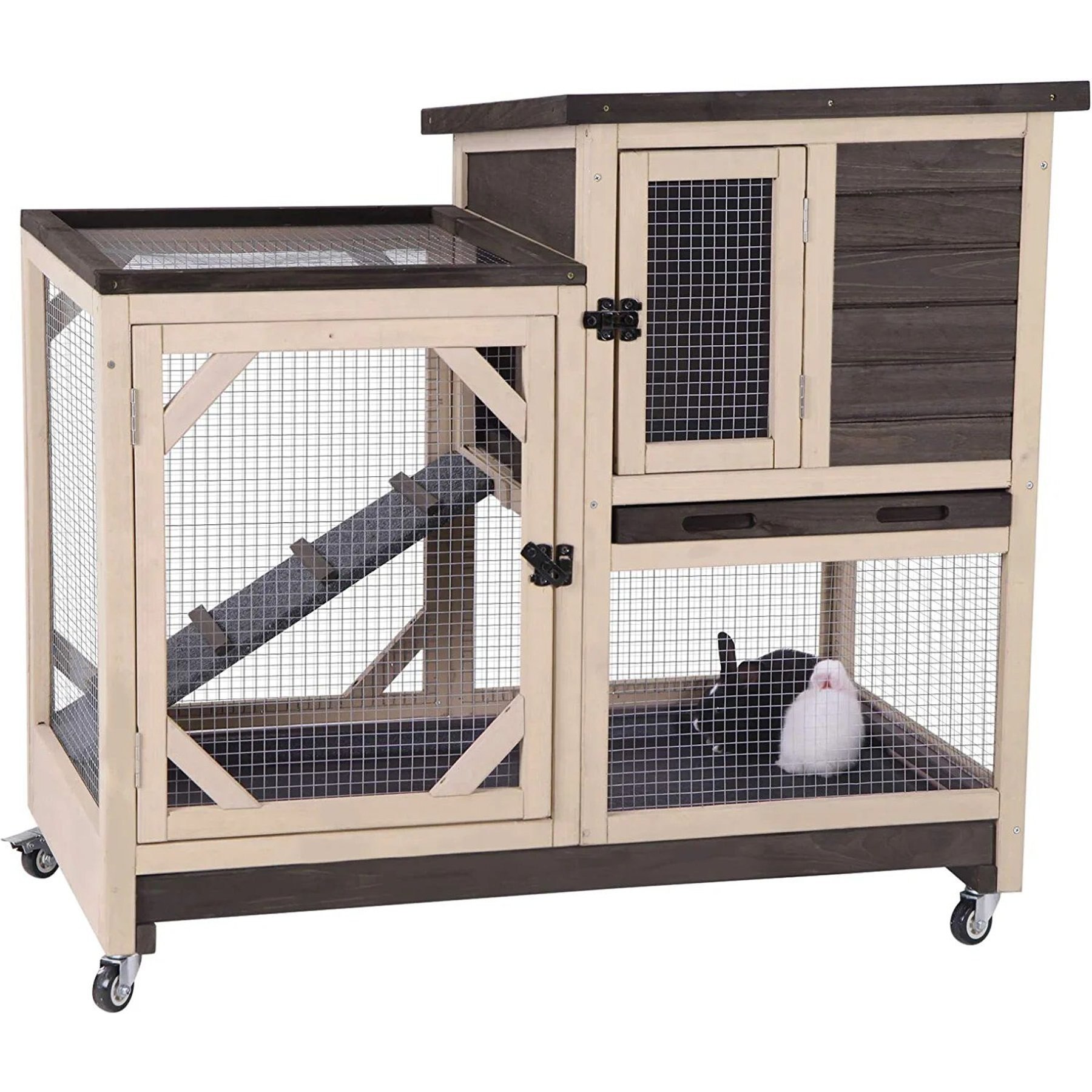 AIVITUVIN XZ7001 Large Indoor with Pull out Tray Rabbit Hutch - Chewy.com