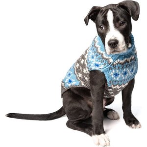 Chilly Dog Fairisle Wool Dog Sweater, Blue, Large