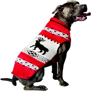 Chilly Dog ReinDeer Dog Sweater, Red, Large