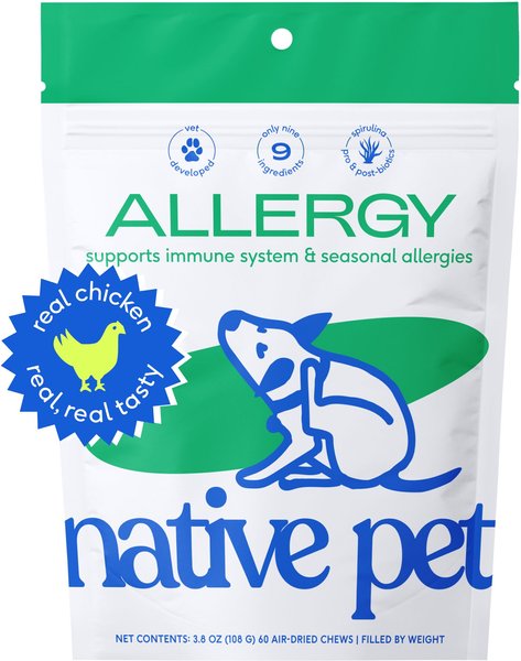Native Pet Allergy Air-Dried Supplement to Support Seasonal Skin Allergies Dog Supplement, 60 count slide 1 of 9