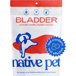 Native Pet Cranberry Bladder Chicken Chews To Support Urinary Tracts Dog Supplement, 60 count