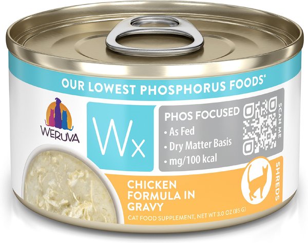 Weruva Wx Phos Focused Chicken Formula in Gravy Grain-Free Wet Cat Food, 3-oz can, case of 12 slide 1 of 9