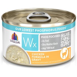 Weruva Wx Phos Focused Chicken Formula in Gravy Grain-Free Wet Cat Food, 3-oz can, case of 12