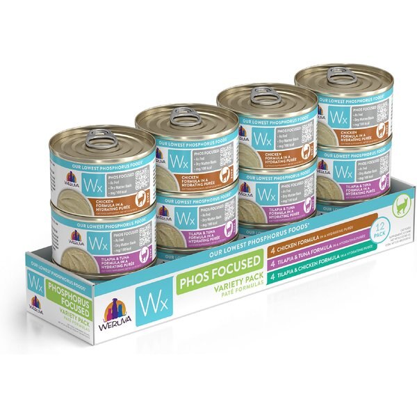 WERUVA Wx Phos Focused Pate Variety Pack GrainFree Wet Cat Food, 3oz