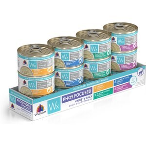 Weruva Wx Phos Focused Pate & Gravy Variety Pack Grain-Free Wet Cat Food, 3-oz can, case of 12