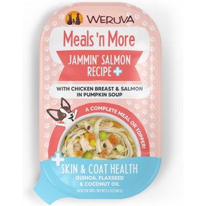 Weruva Meals 'n More Natural Wet Dog Food, Jammin' Salmon Plus Skin & Coat Health, 3.5-oz cup, 12 count