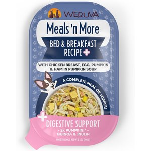 Weruva Meals 'n More Natural Wet Dog Food, Bed & Breakfast Plus Digestive Support, 3.5-oz cup, 12 count