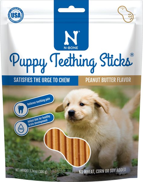 N-Bone Puppy Teething Sticks Peanut Butter Dental Chew Treats, 3.74-oz bag slide 1 of 7