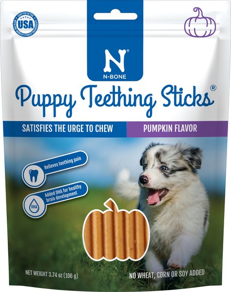 N-Bone Puppy Teething Sticks Pumpkin Dental Chew Treats, 3.74-oz bag slide 1 of 7