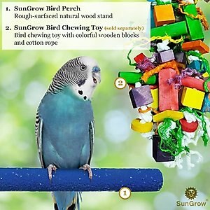 SunGrow Nail & Beak Trimmer Sand Coated Wooden Bird Perch Stand, Blue, 8-in