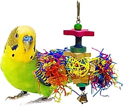 SunGrow Paper Shred with Chew Blocks Parakeet & Cockatiel Foraging & Cage Hanging Accessory