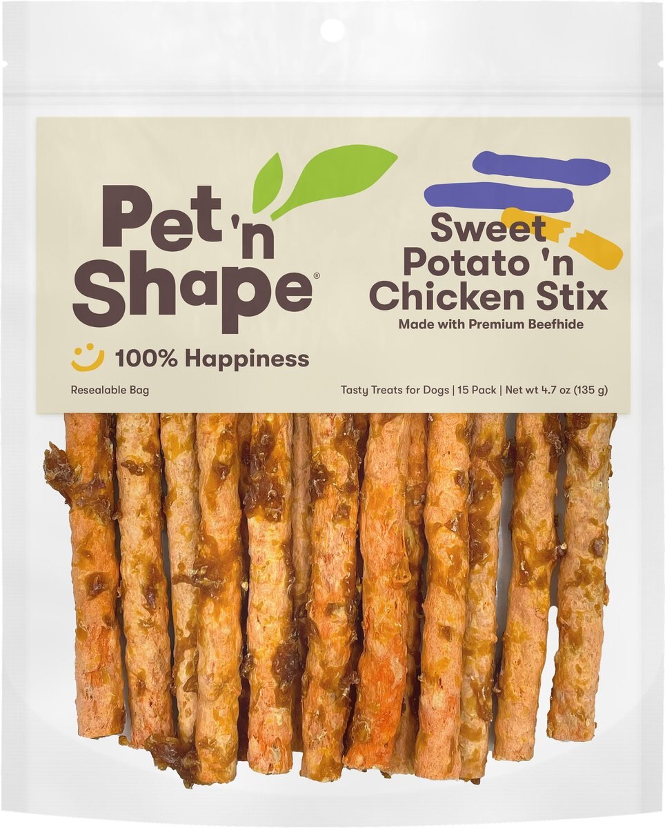 PET 'N SHAPE Sweet Potato & Chik 'n Stix Jerky Dog Treats, 15 count