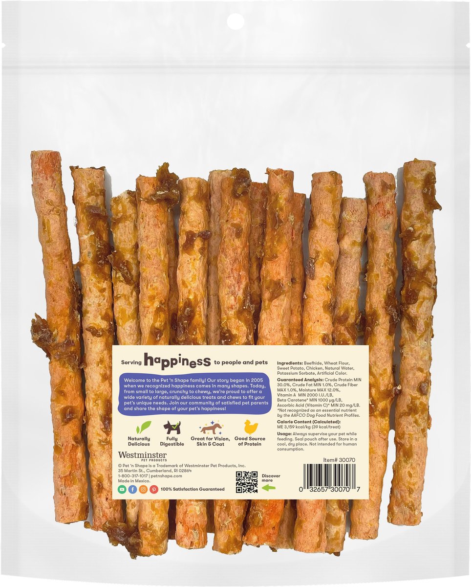 PET 'N SHAPE Sweet Potato & Chik 'n Stix Jerky Dog Treats, 15 count