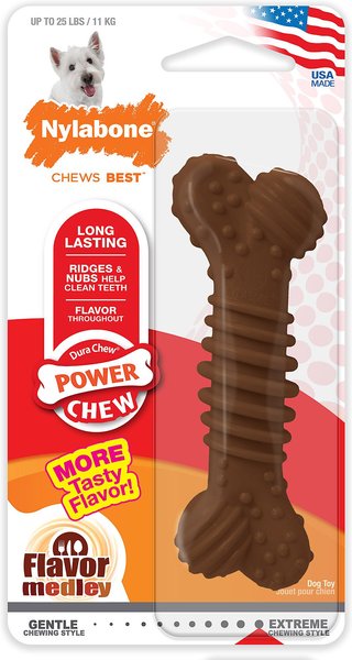 Nylabone Power Chew Textured Bone Dog Chew Toy, Flavor Medley, Small  slide 1 of 11