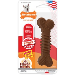 Nylabone Power Chew Textured Bone Dog Chew Toy, Flavor Medley, Small 