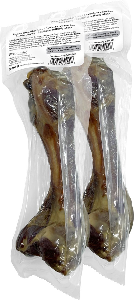 PET 'N SHAPE Serrano Ham Bone Dog Treats, 2 count