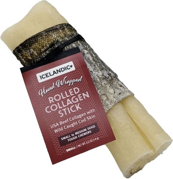 Icelandic+ Beef Rolled Collagen Stick with Wrapped Fish Skin Small Dog Treats slide 1 of 1