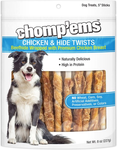RUFFIN' IT Chomp'ems Chicken Hide Twists Jerky Dog Treats, 8-oz bag slide 1 of 2