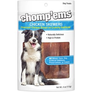RUFFIN' IT Chomp'ems Chicken Skewers Jerky Dog Treats, 4-oz bag