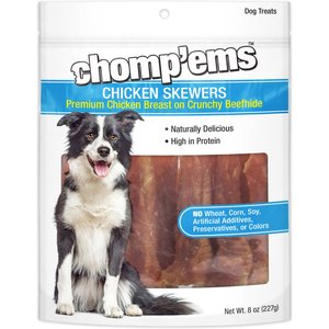 RUFFIN' IT Chomp'ems Chicken Skewers Jerky Dog Treats, 8-oz bag