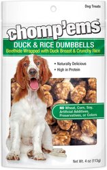 RUFFIN' IT Chomp'ems Duck & Rice Dumbbells Jerky Dog Treats, 4-oz bag