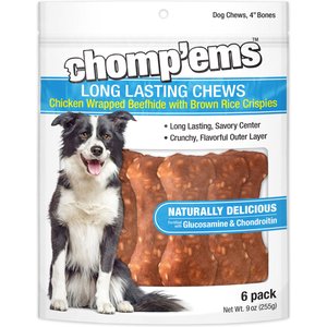 RUFFIN' IT Chomp'ems Chicken Chewz 4-in Bone Jerky Dog Treats, 6 count