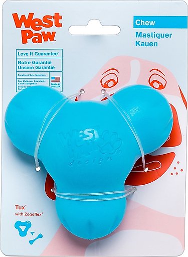 West Paw Zogoflex Large Tux Tough Treat Dispensing Dog Chew Toy, Aqua Blue