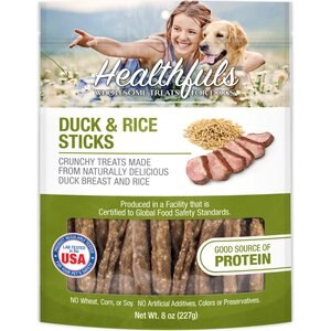 Healthfuls Duck & Rice Sticks Jerky Dog Treats, 8-oz bag