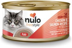 Nulo FreeStyle Chicken & Salmon Pate Wet Cat Food, 2.8-oz can, case of 24