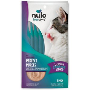 Nulo Freestyle Perfect Purees Chicken & Salmon Recipe Grain-Free Lickable Cat Treats, 0.5-oz tube, pack of 6, bundle of 2