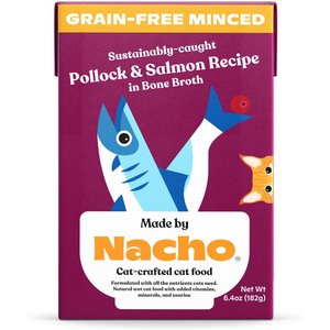 Made by Nacho Sustainably-Caught Pollock & Salmon Recipe in Bone Broth Minced Wet Cat Food, 6.4-oz tetra, case of 12, bundle of 2