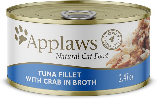 Applaws Tuna Fillet with Crab in Broth Wet Cat Food, 2.47-oz can, case of 24, bundle of 2 slide 1 of 7