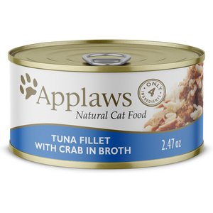 Applaws Tuna Fillet with Crab in Broth Wet Cat Food, 2.47-oz can, case of 24, bundle of 2