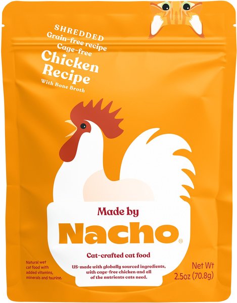 Made by Nacho Cage Free Shredded Chicken Recipe With Bone Broth Grain-Free Wet Cat Food, 2.5-oz pouch, case of 12, bundle of 2 slide 1 of 2