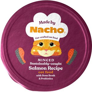 Made by Nacho Sustainably Caught Minced Salmon Recipe With Bone Broth  Wet Cat Food, 2.5-oz tray, case of 10, bundle of 2