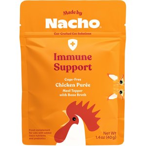 Made by Nacho Immune Support Cage-Free Chicken Puree with Bone Broth Wet Cat Food Topper, 1.4-oz pouch, case of 18, bundle of 2