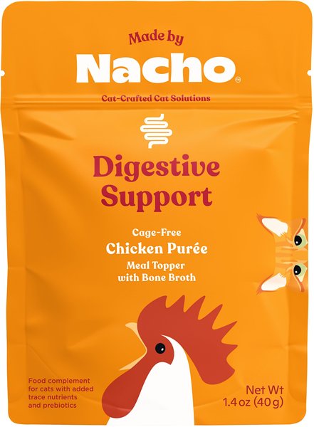 Made by Nacho Digestive Support Cage-Free Chicken Puree with Bone Broth Wet Cat Food Topper, 1.4-oz pouch, case of 18, 1.4-oz pouch, case of 18, bundle of 2 slide 1 of 6