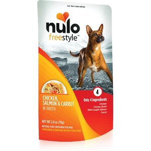 Nulo FreeStyle Chicken, Salmon, & Carrot in Broth Dog Food Topper, 2.8-oz pouch, case of 6, bundle of 2