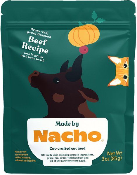 Made by Nacho Grass-Fed, Grain-Finished Beef Recipe Cuts In Gravy With Bone Broth Wet Cat Food, 3-oz pouch, case of 12, bundle of 2 slide 1 of 2