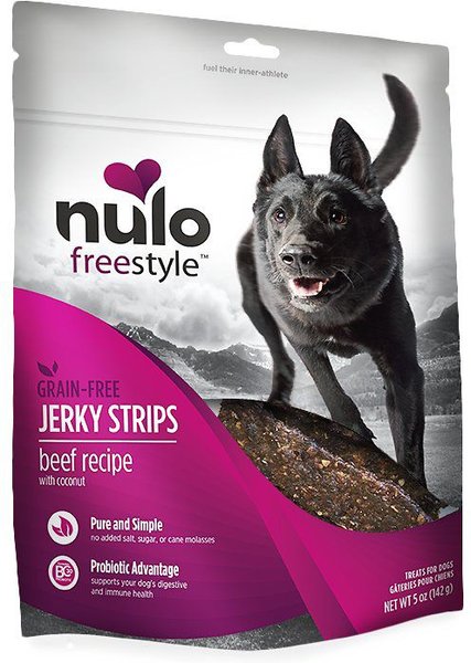 Nulo Freestyle Grain-Free Beef Recipe With Coconut Jerky Dog Treats, 5-oz bag, bundle of 2 slide 1 of 2