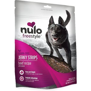 Nulo Freestyle Grain-Free Beef Recipe With Coconut Jerky Dog Treats, 5-oz bag, bundle of 2