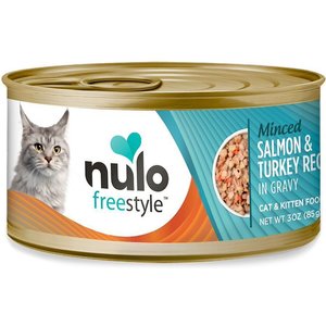 Nulo Freestyle Minced Salmon & Turkey in Gravy Grain-Free Canned Cat & Kitten Food, 3-oz can, case of 24, bundle of 2
