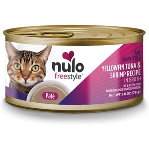 Nulo FreeStyle Yellowfin Tuna & Shrimp Pate Wet Cat Food, 2.8-oz can, case of 12, bundle of 2