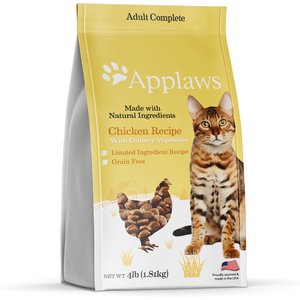 Applaws Adult Complete Chicken Recipe with Country Vegetables Grain-Free Dry Cat Food, 4-lb bag, bundle of 2