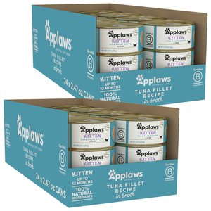 Applaws Tuna Fillet in Broth Wet Kitten Food, 2.47-oz can, case of 24, bundle of 2