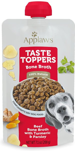 Applaws Spout Beef Bone Broth with Turmeric & Parsley Wet Dog Food Topper, 7.1-oz pouch, case of 6, bundle of 2 slide 1 of 6